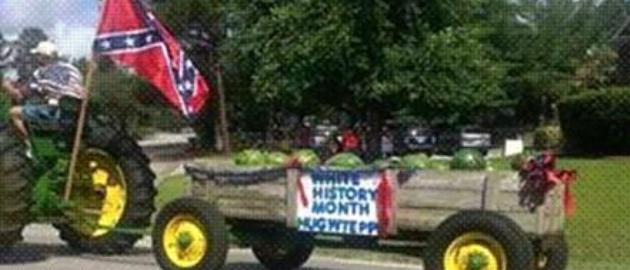 Farmer's 'white history month' float in July 4th parade fails to impress