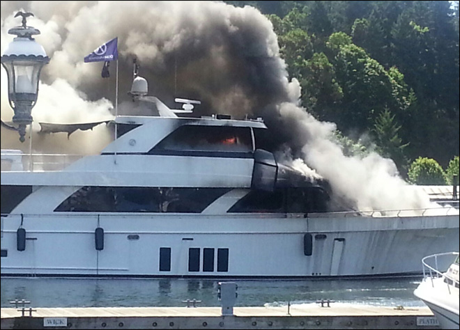 85-foot luxury yacht gutted by flames at Roche Harbor