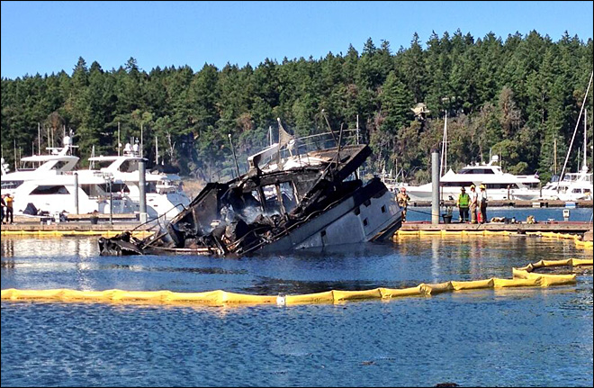 85-foot luxury yacht gutted by flames at San Juan Island marina