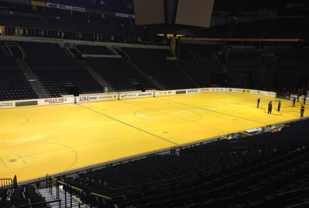 PHOTO: Nashville ice painted Predators gold for summer