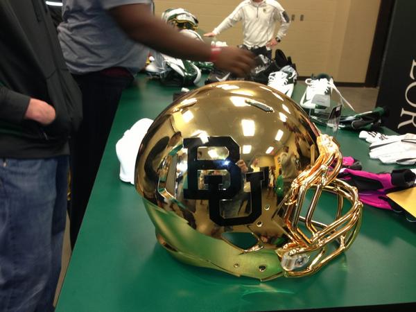 PHOTO: Baylor's new gold chrome helmet