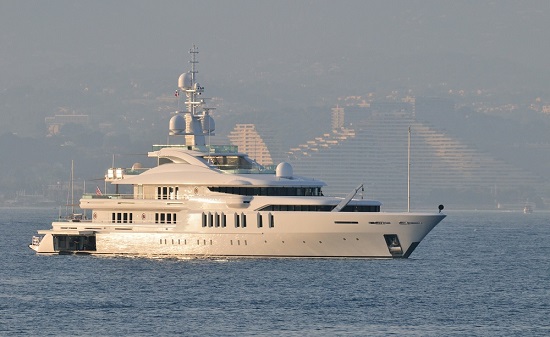 The 70 metre superyacht Talisman C at anchor