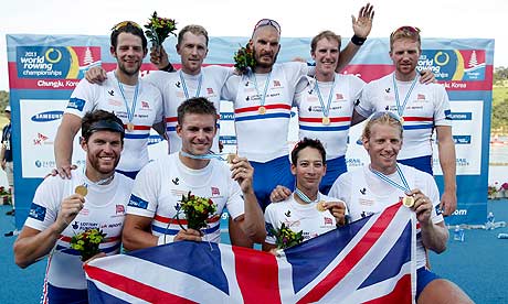 British men's eight powers to historic gold at the world championships