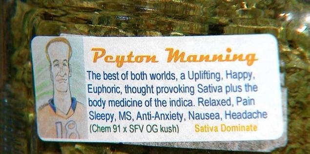Peyton Manning has a strain of medicinal marijuana named for him so we …