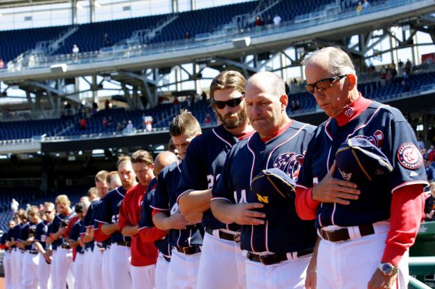 Fans wearing blue and gold to Tuesday's Washington Nationals games