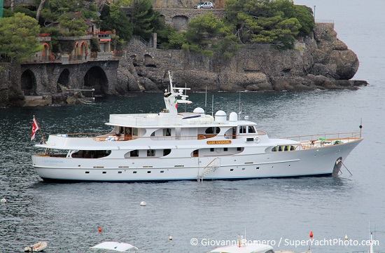 The classic superyacht Lady Goodgirl in Portofino