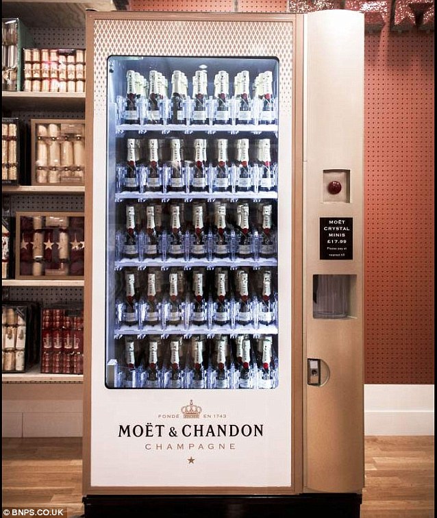 For £18, fizz from a vending machine… Selfridges installs the world's first …