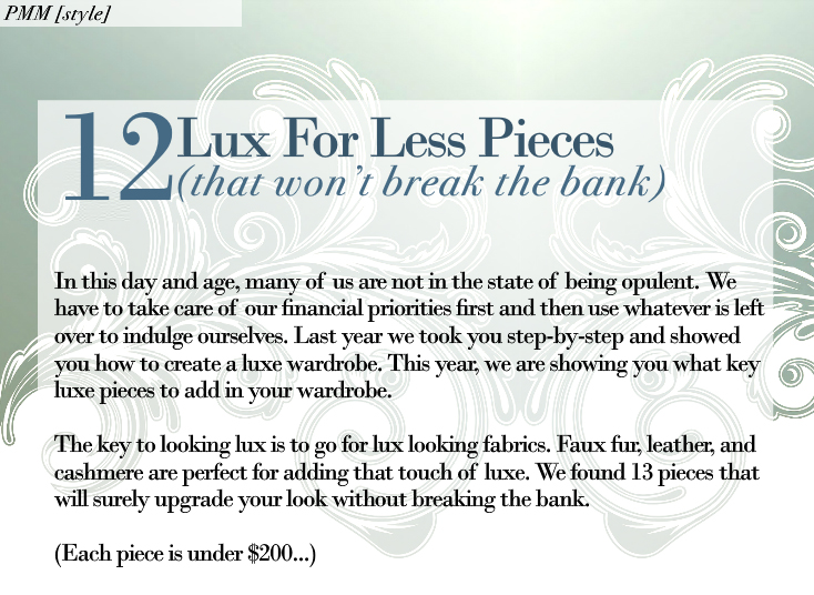 PLUS Model Magazine Highlight: PMM Style Feature… 12 Lux Pieces For Less …