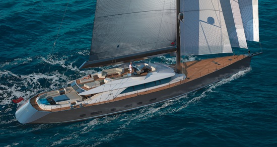 Esenyacht reveals first images of 50 metre Troy sailing yacht