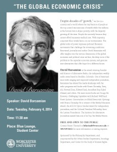January 31, 2014 in New England // Barsamian to Discuss 'Global Economic …