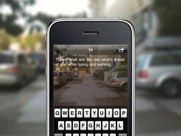 Type n Walk: An app that makes your phone screen 'transparent' so you can text …