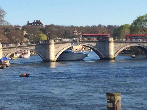 Luxury yacht crashes into Richmond Bridge in front of crowds enjoying the warm …