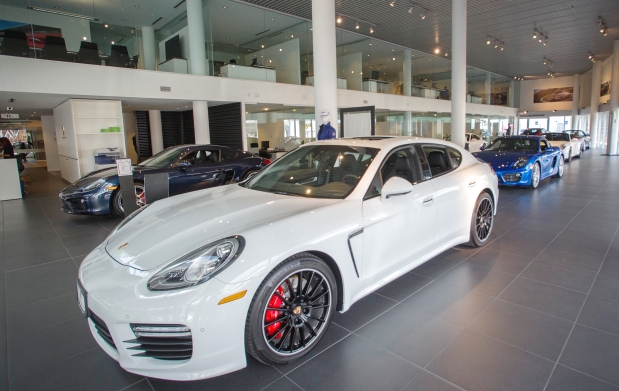 Luxury car showrooms become airy, upscale places