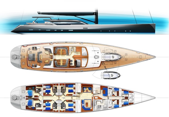 New 44m charter sailing yacht design from Tony Castro