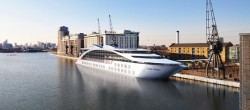 Sunborn London Super Yacht Hotel arrives into London