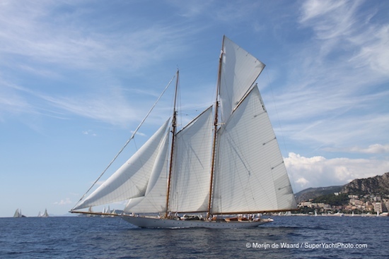 Schooner Elena sailing off Monaco