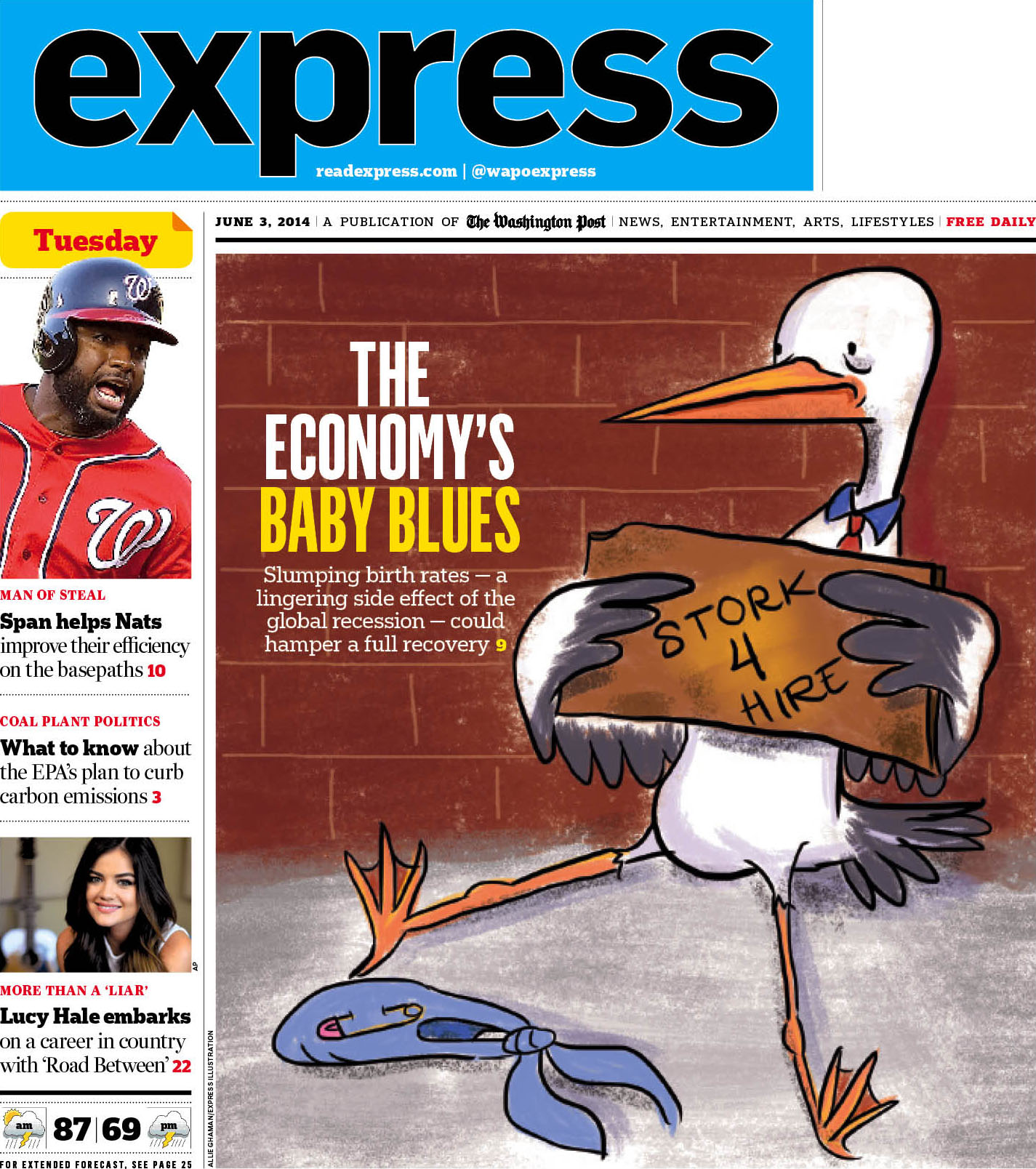 A decrease in birth rates affecting the global economy is on today's cover