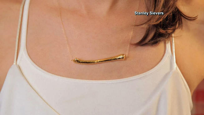 KFC Chicken Wings Inspire Gold-Plated Bone Necklace