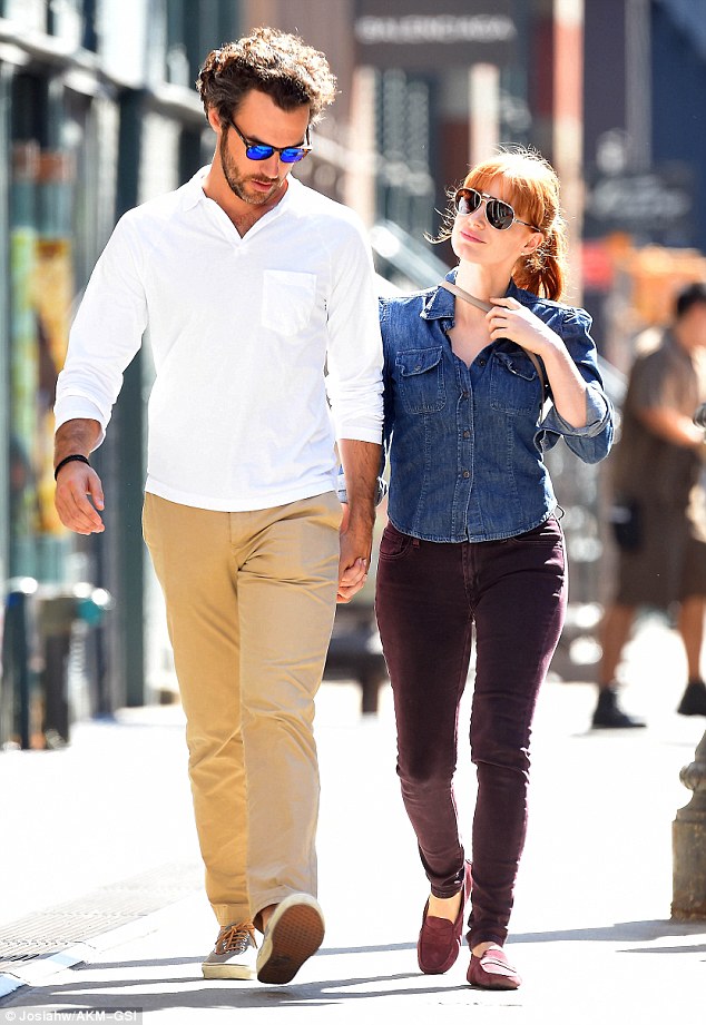 Jessica Chastain gazes at boyfriend Gian Luca as they enjoy stroll in NYC